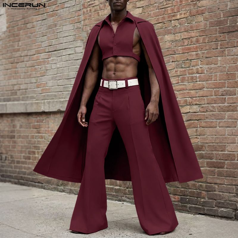 Men'S Fashion Pants - INCERUN Men Sets Solid Color Lapel