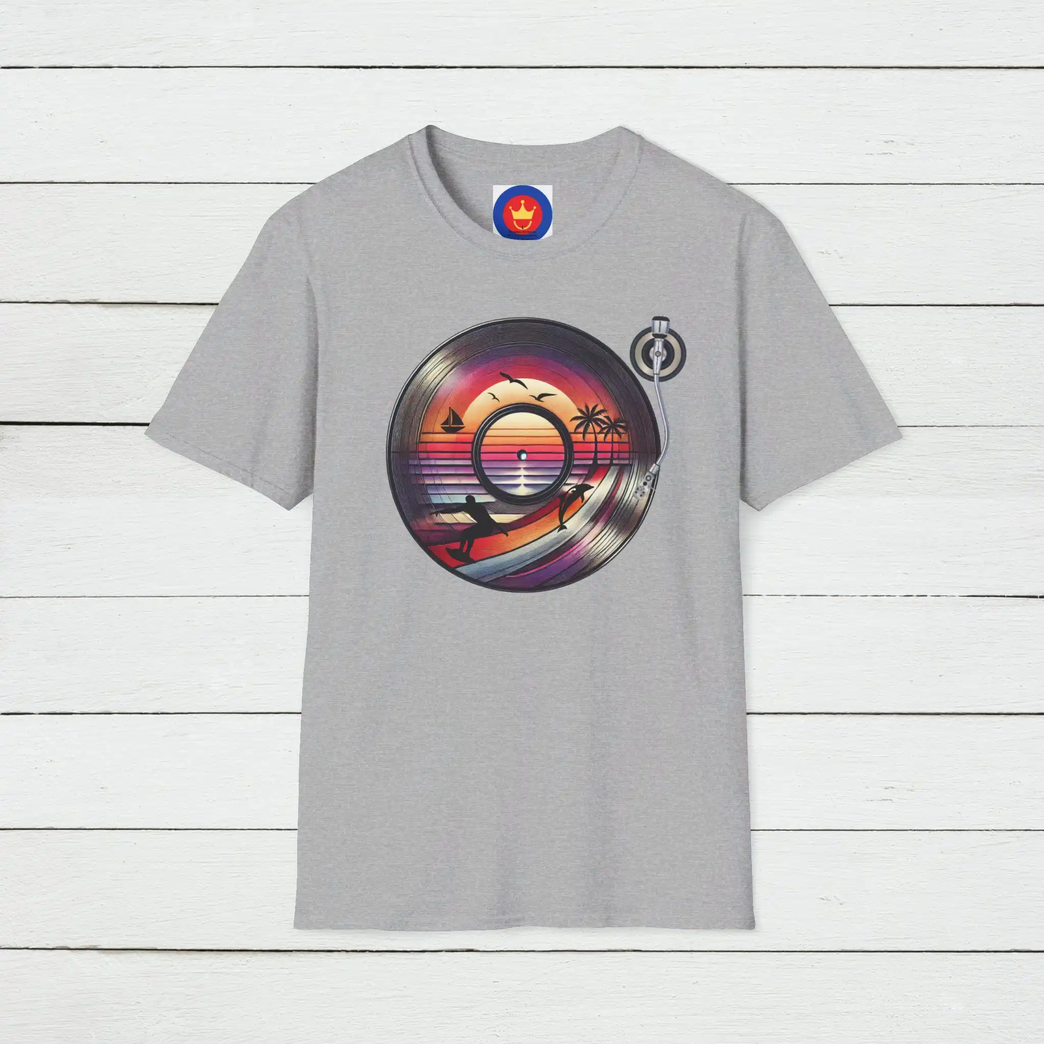 Men'S Fashion 70S - Retro Beach Vinyl T Shirt Vintage