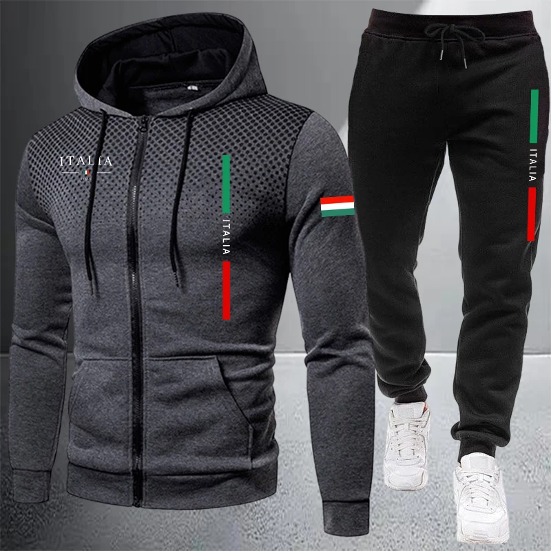 Mens Fashion Zip Up - Men's Tracksuit Casual Zip Hooded Sweatshirt