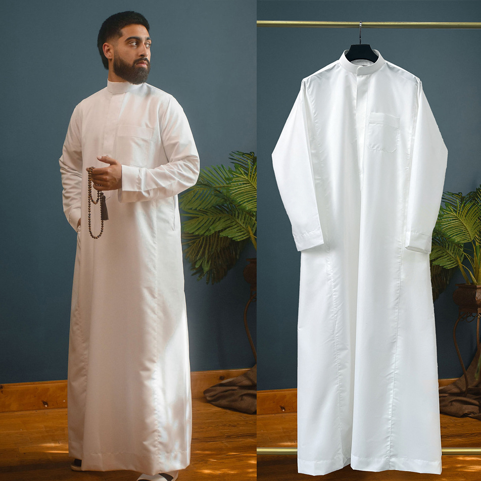 Dubai Men'S Fashion - Muslim Men Jubba Thobe Zipper Kimono