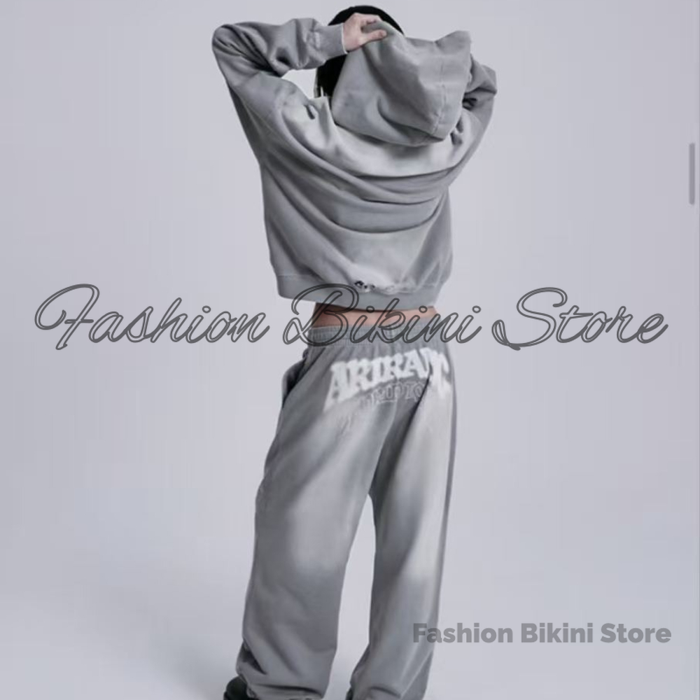 Mens Fashion Zip Up - NEW Washed Grey Retro Hoodie 3D