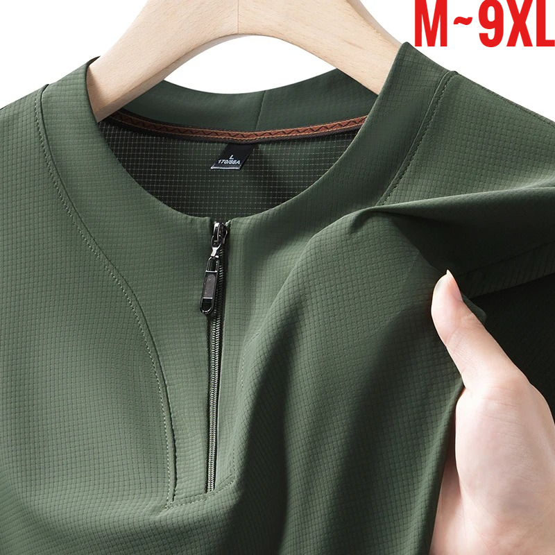 Mens Fashion Zip Up - Big Size 9XL Men's Ice Silk