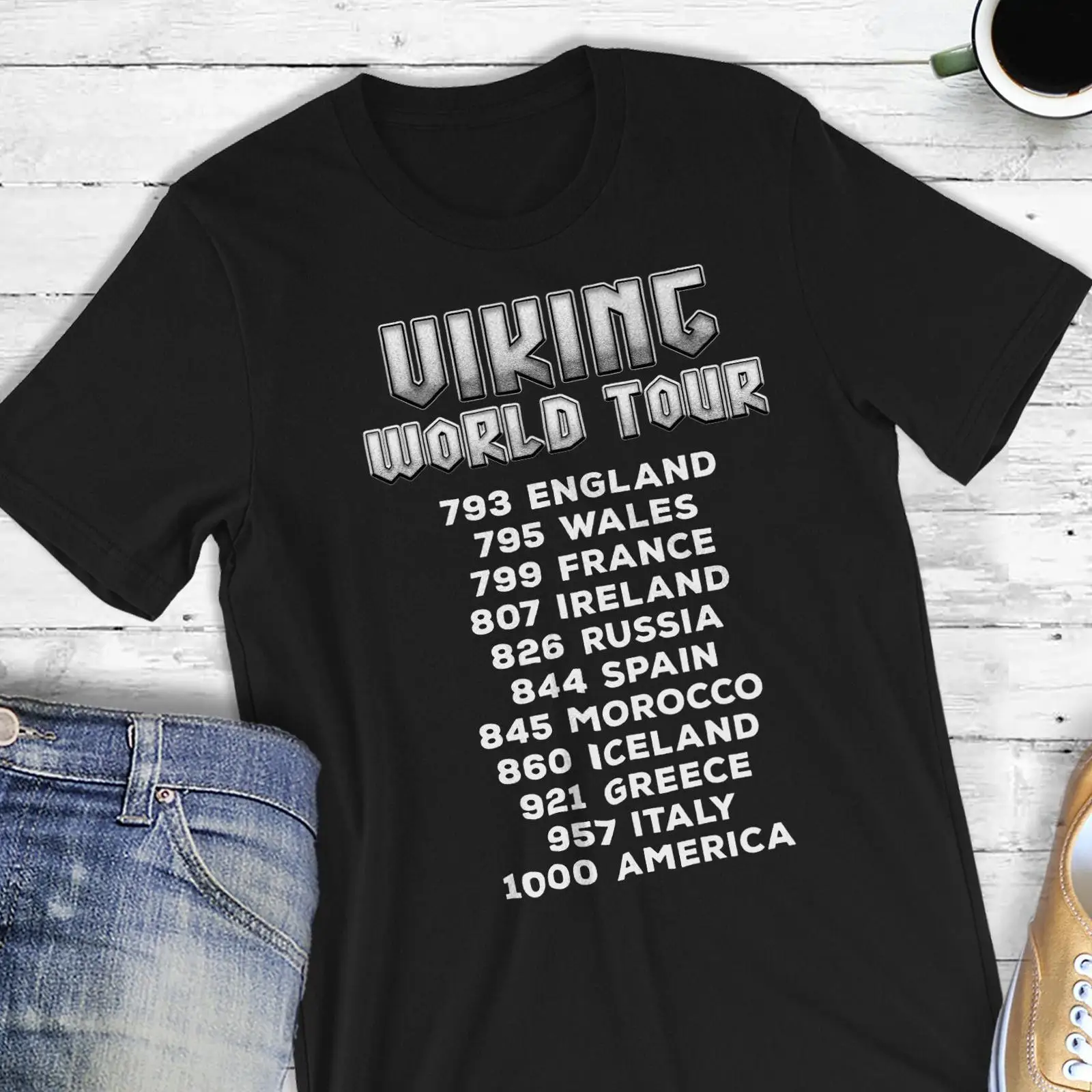 Men'S Fashion History - Viking World Tour T Shirt Norse