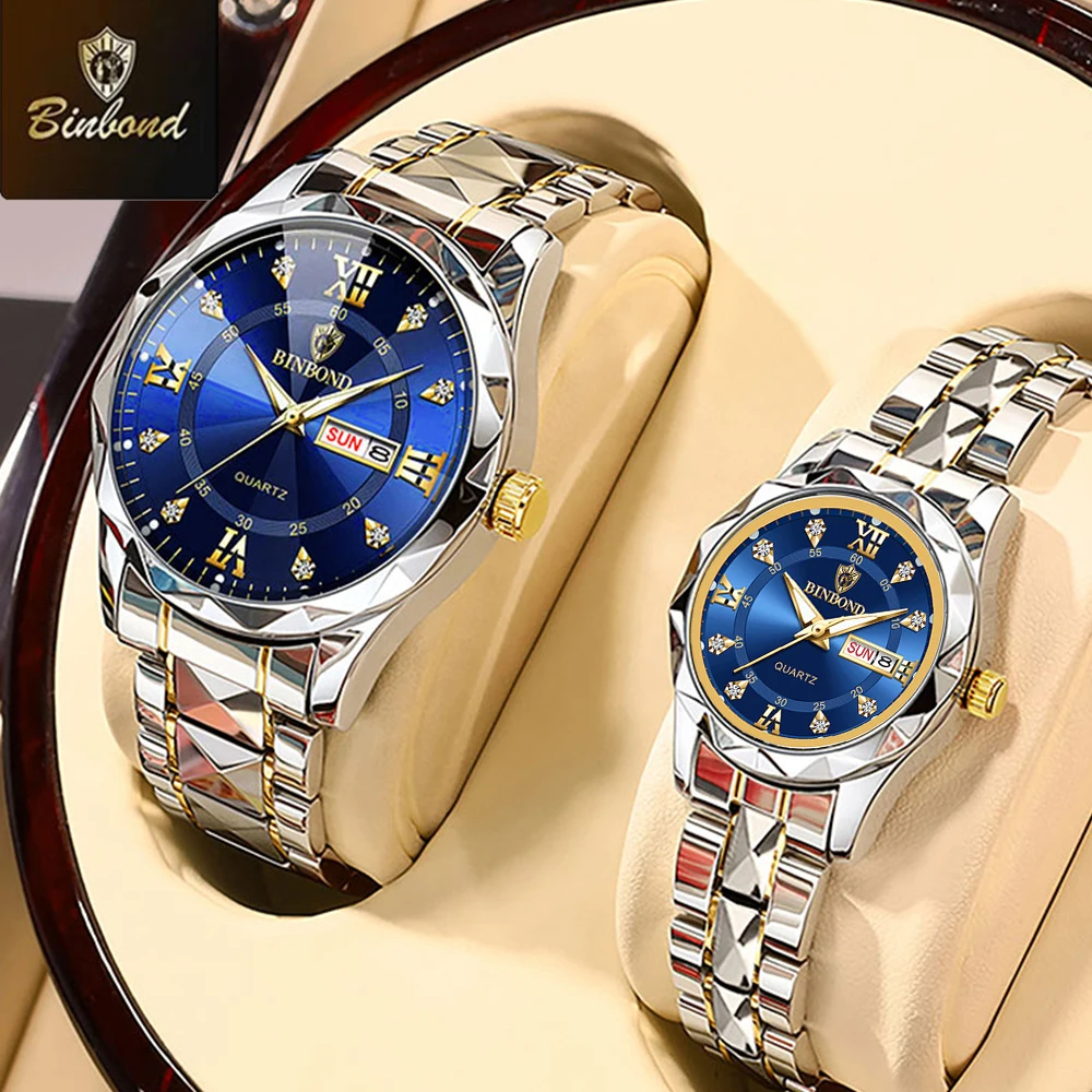 Men'S Fashion Magazine - BINBOND 2pcs/Set Couple Watches Fashion Diamond