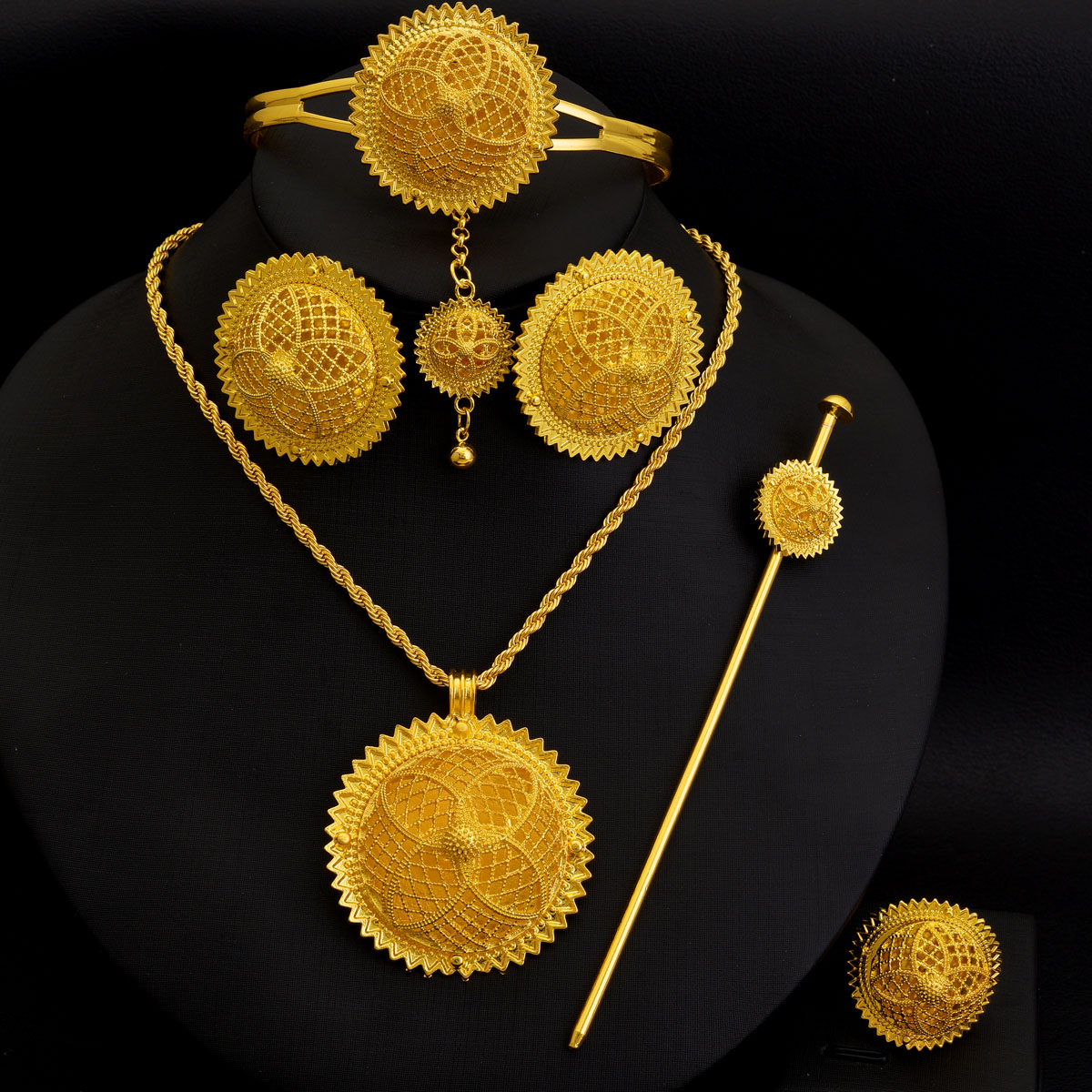 Dubai Men'S Fashion - Africa Dubai Golden Color Jewelry Set