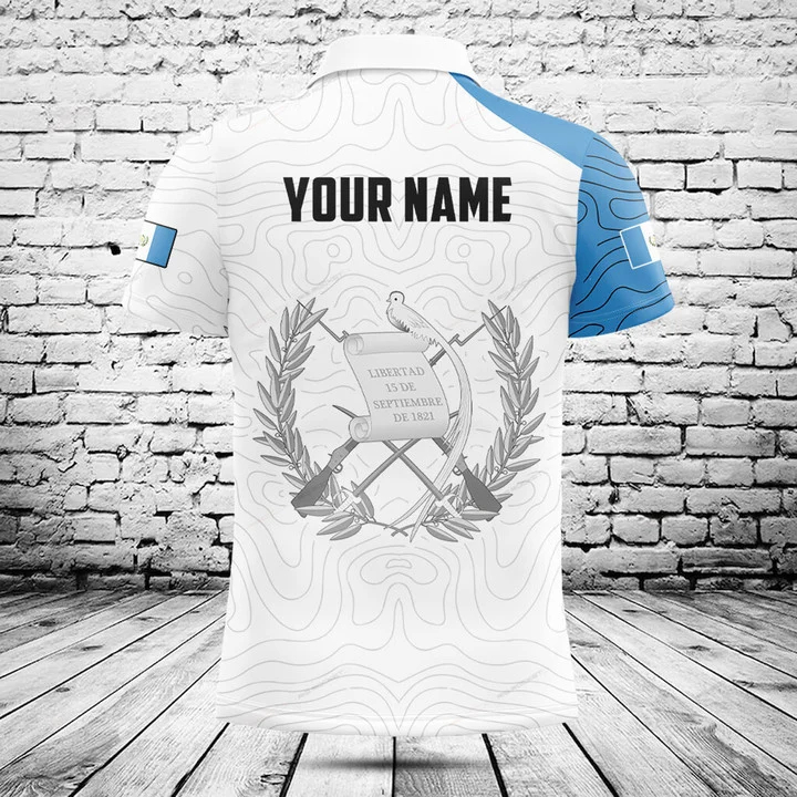 Men'S Fashion Guatemala - Custom Name Guatemala Flag Graphic Polo