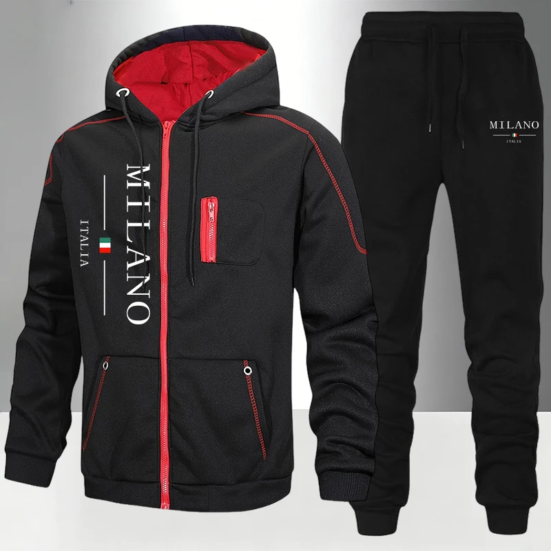 Mens Fashion Zip Up - italy Fashion Men's Set/Coat/Pants Autumn Winter