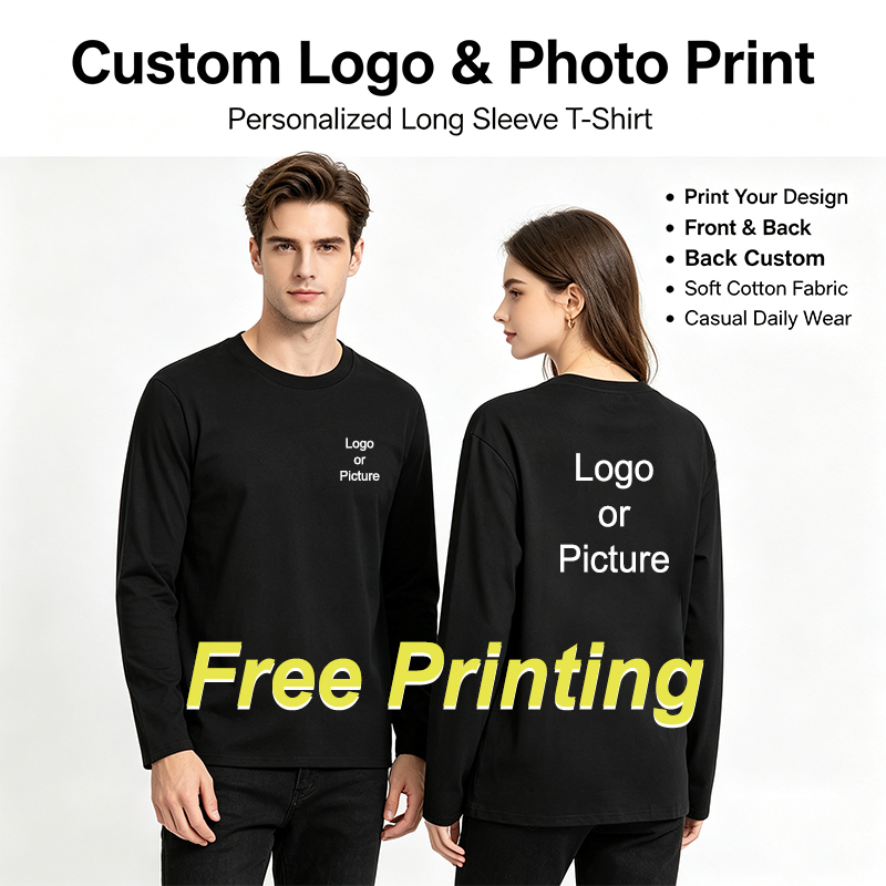 Mens Fashion Casual - Customized Cotton Long Sleeve T-shirts Men