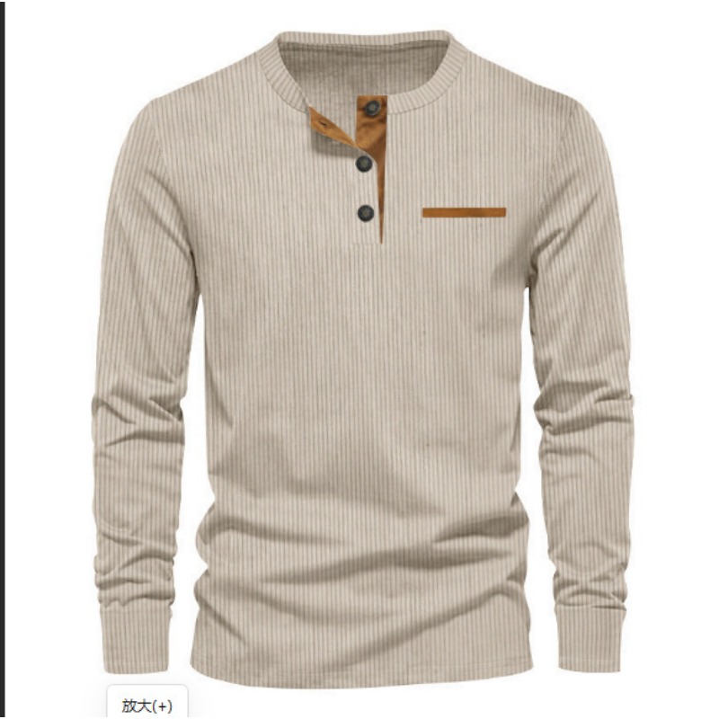 Men'S Fashion Essentials - Men's Corduroy Henley Neck Long Sleeve