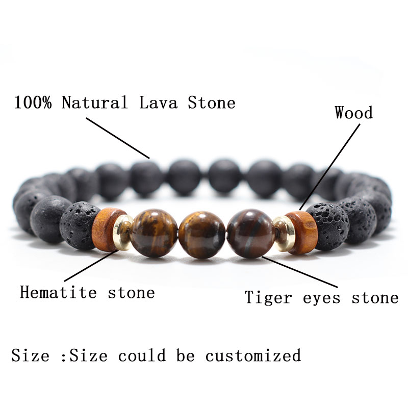 Natural 8mm Lava Stone Bracele - огляд і ціна Amazon Men'S Fashion