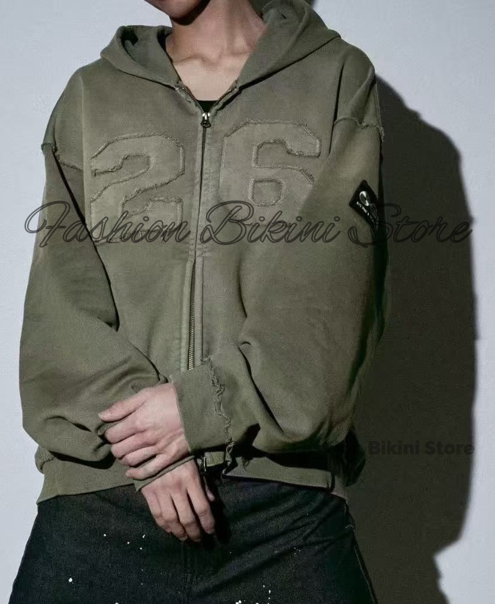 NEW Washed Grey Retro Hoodie 3 - огляд і ціна Mens Fashion Zip Up