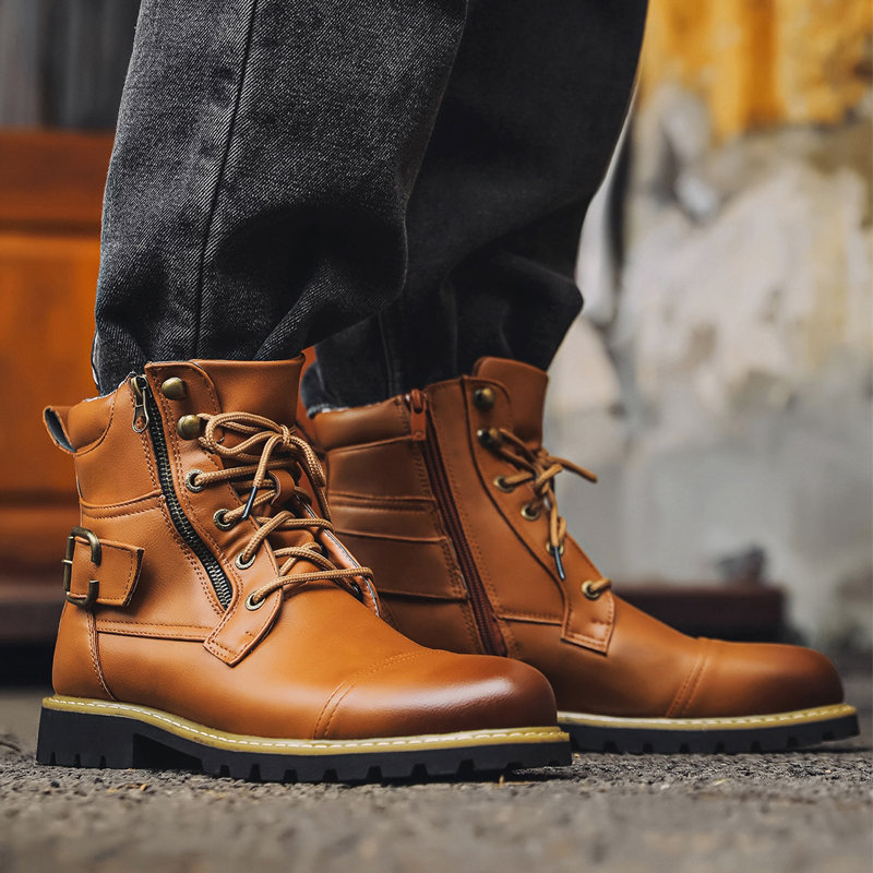 Quality Men Leather Boots Meta - огляд і ціна Mens Fashion Zip Up