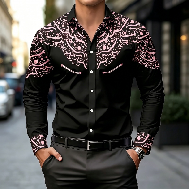Black and White Contrast Print - огляд і ціна Mens Fashion Casual
