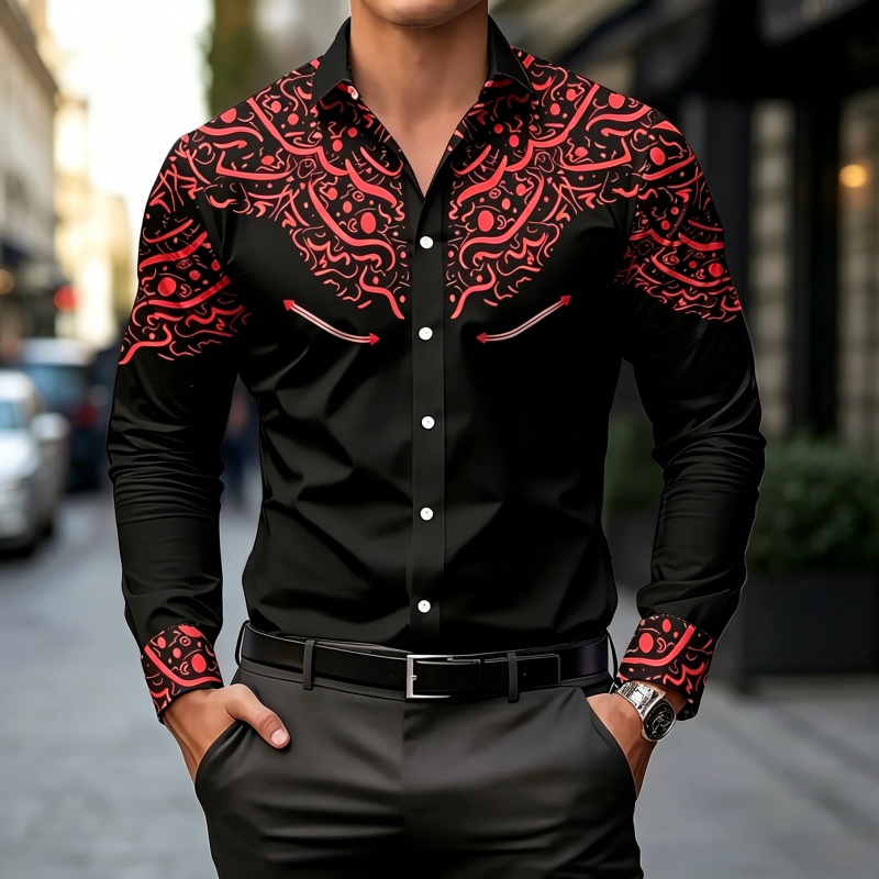 Black and White Contrast Print - огляд і ціна Mens Fashion Casual
