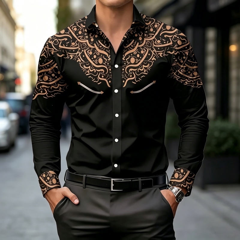 Black and White Contrast Print - огляд і ціна Mens Fashion Casual