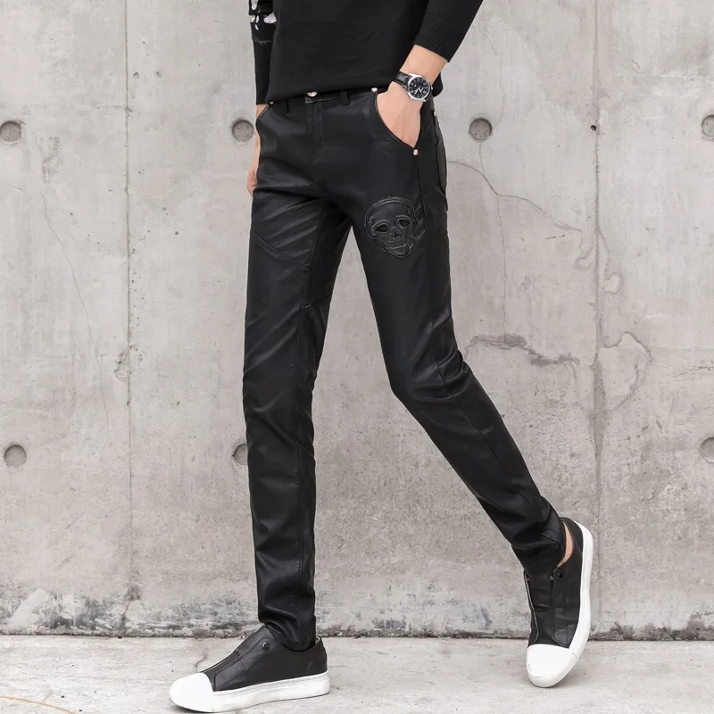 2025 New Men Black Faux Leathe - огляд і ціна Men'S Fashion Pants 2025