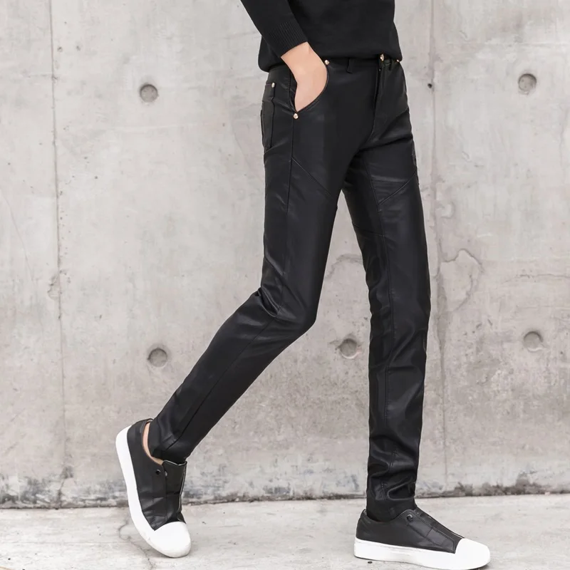 2025 New Men Black Faux Leathe - огляд і ціна Men'S Fashion Pants 2025