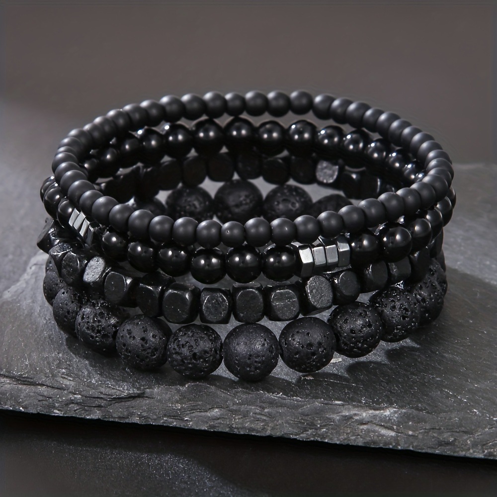 4Pcs/Set Black Gall Stone Volc - огляд і ціна Mens Fashion Combination